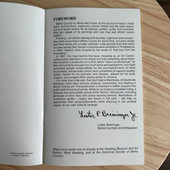 Artists Of Berks County: An Overview 1850-1920 Booklet Softcover Signed By Compi - Picture 6 of 9